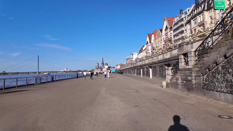 Düsseldorf Rhine promenade on a clear day